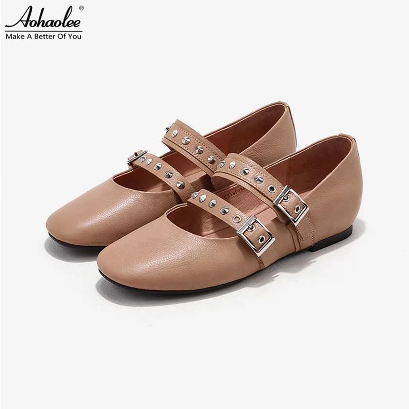 genuine leather ballet flats