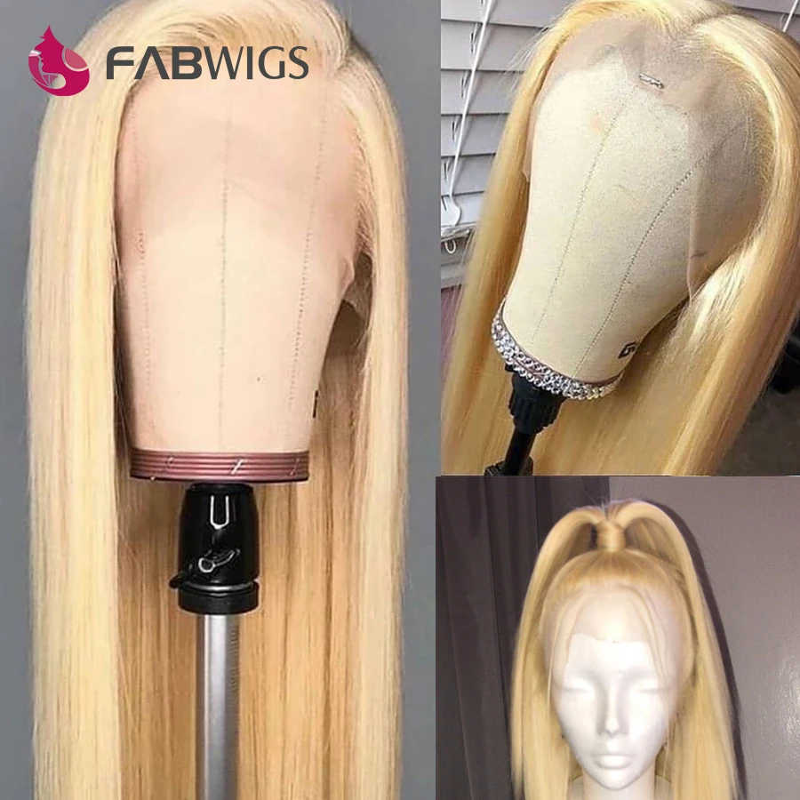 Fabwigs 180% Плотность Омбре блонд кружевные передние человеческие волосы парики европейские прозрачные кружевные передние парики remy волосы предварительно выщипанные