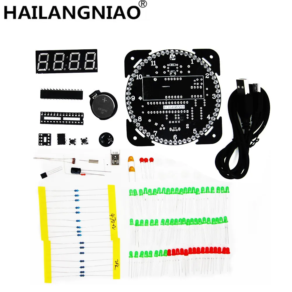 Rotating DS1302 Digital LED Display Module Alarm Electronic Digital Clock LED Temperature Display DIY Kit Learning Board 5V Rotating DS1302 Digital LED Display Module Alarm Electronic Digital Clock LED Temperature Display DIY Kit Learning Board 5V