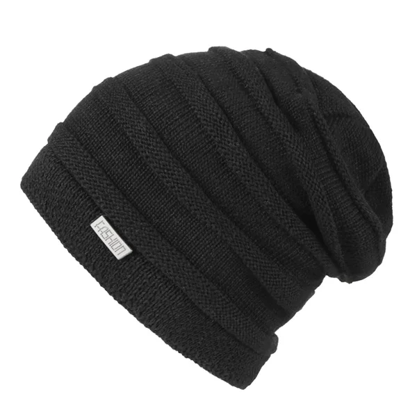 Xlamulu, новинка, Skullies Beanies, женская вязаная шапка, Зимние головные уборы для мужчин и женщин, бренд Gorros Bonnet, полосатая теплая шерстяная Мужская шапочка - Цвет: black