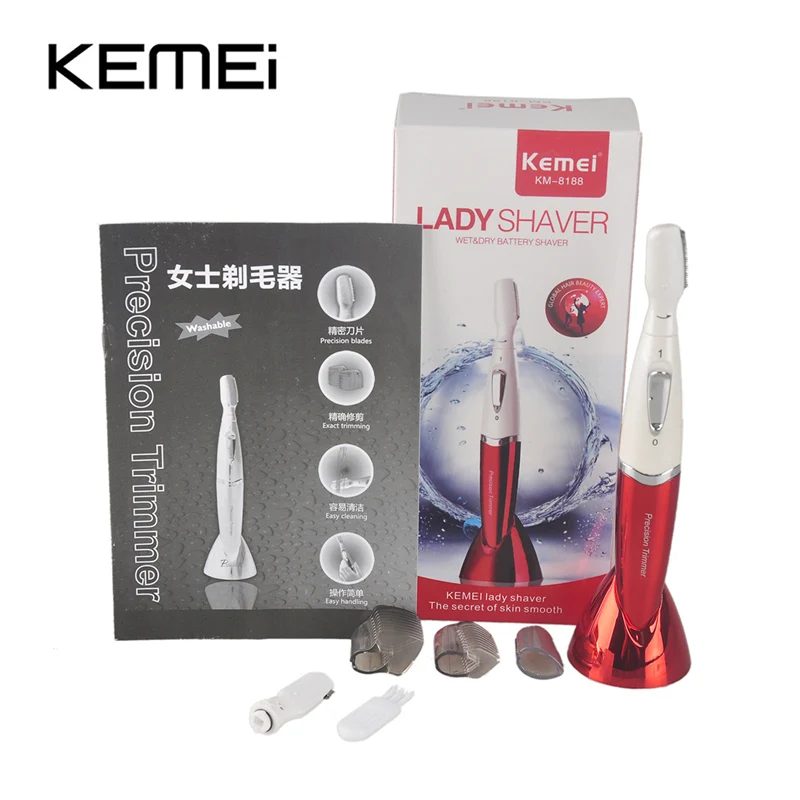 Kemei XL-8188 полностью моющаяся Женская бритва мини походный эпилятор для бикини депилятор водонепроницаемый триммер для женщин