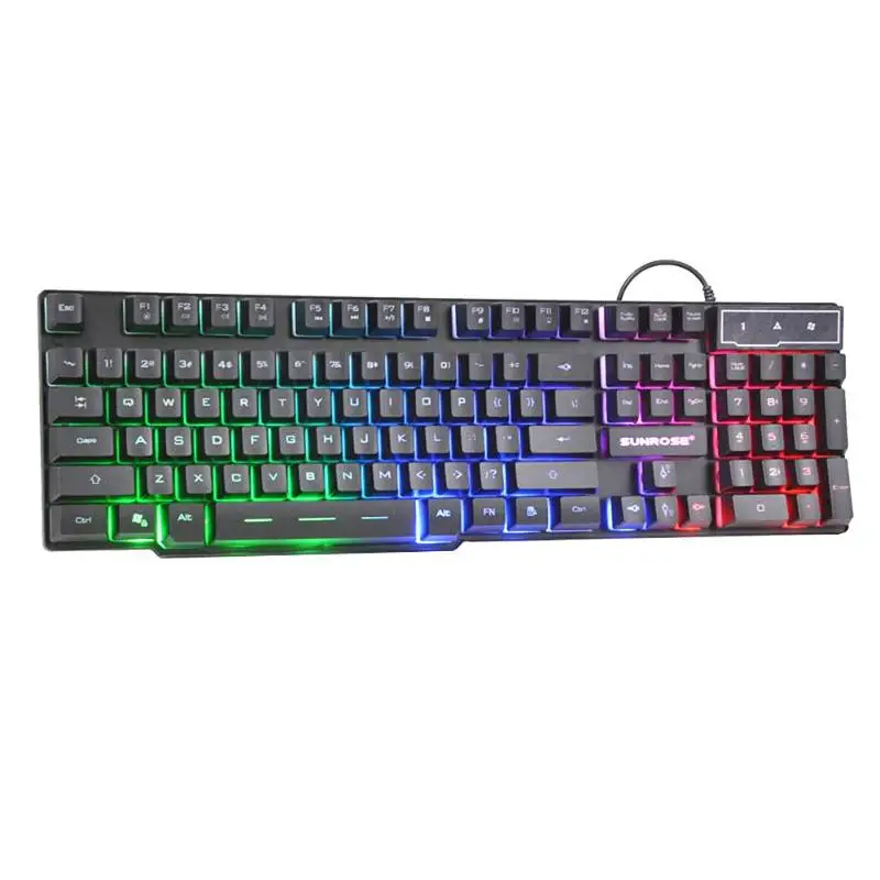 SUNROSE K201 USB Проводная игровая клавиатура 104 клавиш 3 Цвет Подсветка брызг емкостный