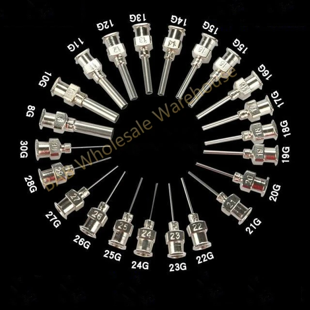 12pk 1/2 (0 5) дюйма от 8 г до 30 полностью металлические наконечники тупый шприц для