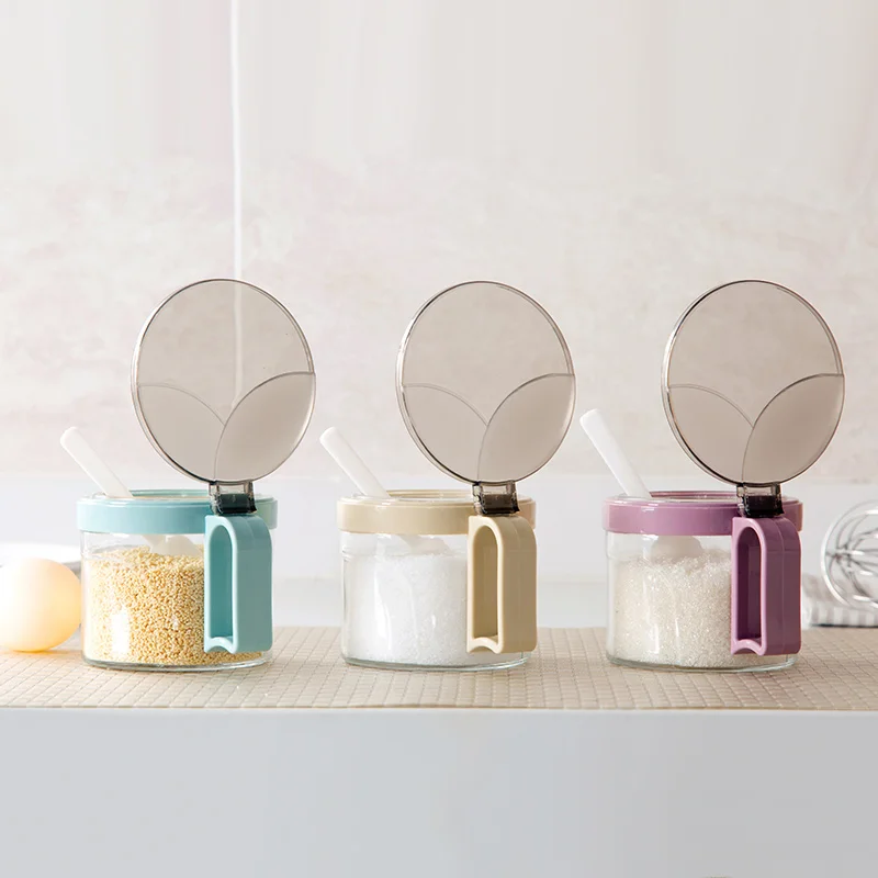 

Home glass condiment box Spoon Set kitchen utensils home flavoring bottle seasoning box condiment pot