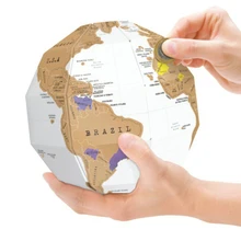 1PCS DIY Scratch Map 3D Kawaii Stereo Assembly Globe World Map Travel Kid Toy Child Gift School Office Supply ezone 8pcs mini scratch map travelogue notebooks traveler journey scratch off world map gift for education school office supply