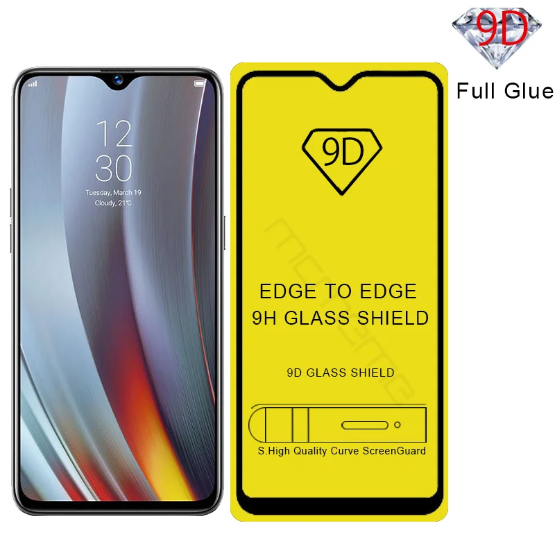 

9D Tempered Glass For Realme X 3 2 Pro Full Cover Screen Protector Film Realme C2 C1 U1 2019 Glue Tempered Glass Film