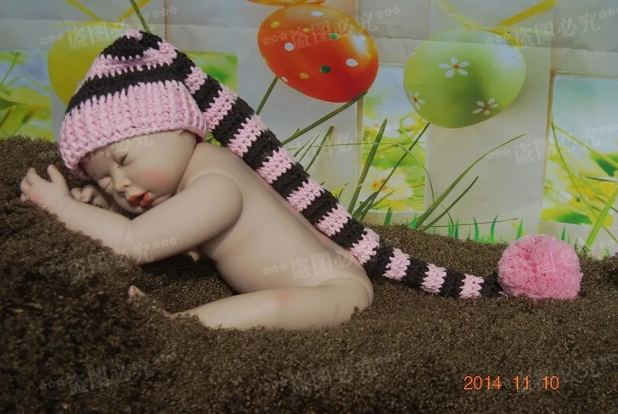 Детская шапочка ручной работы, вязаная крючком полосатая Розовая/коричневая шляпа эльфа, Рождественская шляпа для новорожденных, фото, реквизит, индивидуальный заказ