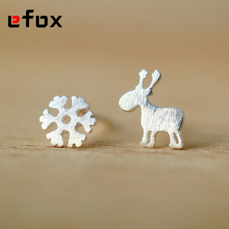 19 Стиль серебряные серьги Рождество Стиль Снежинка Олень Серьги-гвоздики для Для женщин девочек Модные украшения подарок