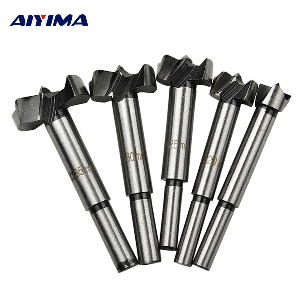 

AIYIMA 5Pcs/Set Drill Woodworking Hole Milling Cutter Carpentry Alloy Opener 15-35MM Wooden Forstner Bit Handle Drilling Tools