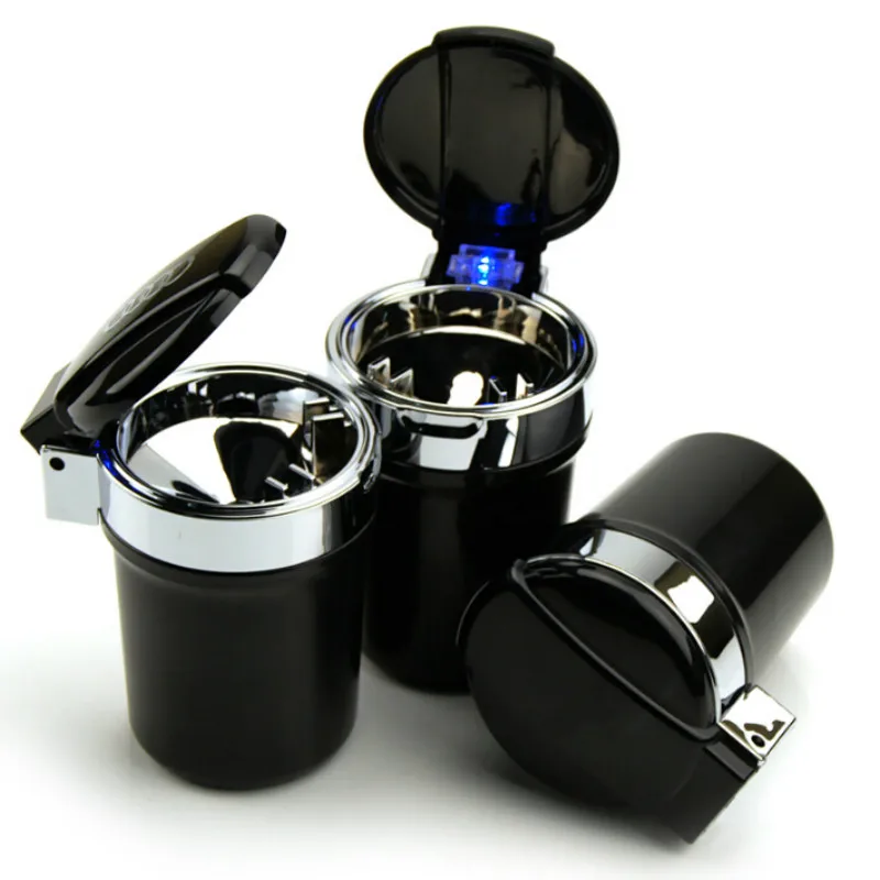 

LED Car Ashtray Cendrier Ceniceros Asbak Cylinder Cigarette Cup Holder with logo for Audi VW Ford Hyundai solaris Mitsubishi