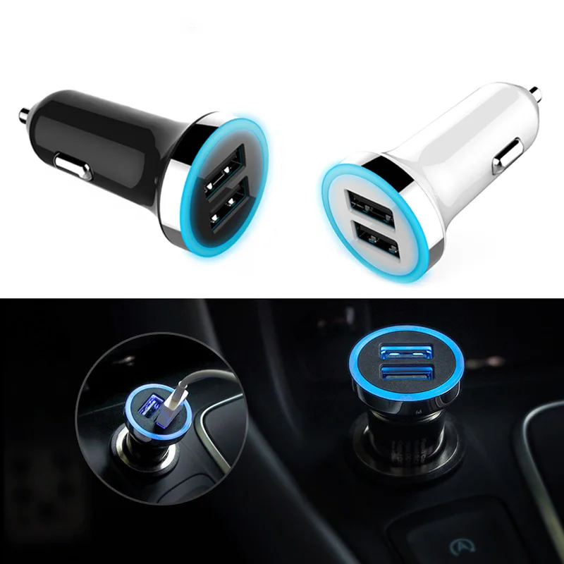 

New Dual USB Output 2.4A Quick Charger Mobile Phone Travel Adapter DC 12-24V LED Car Chargers CSL2017