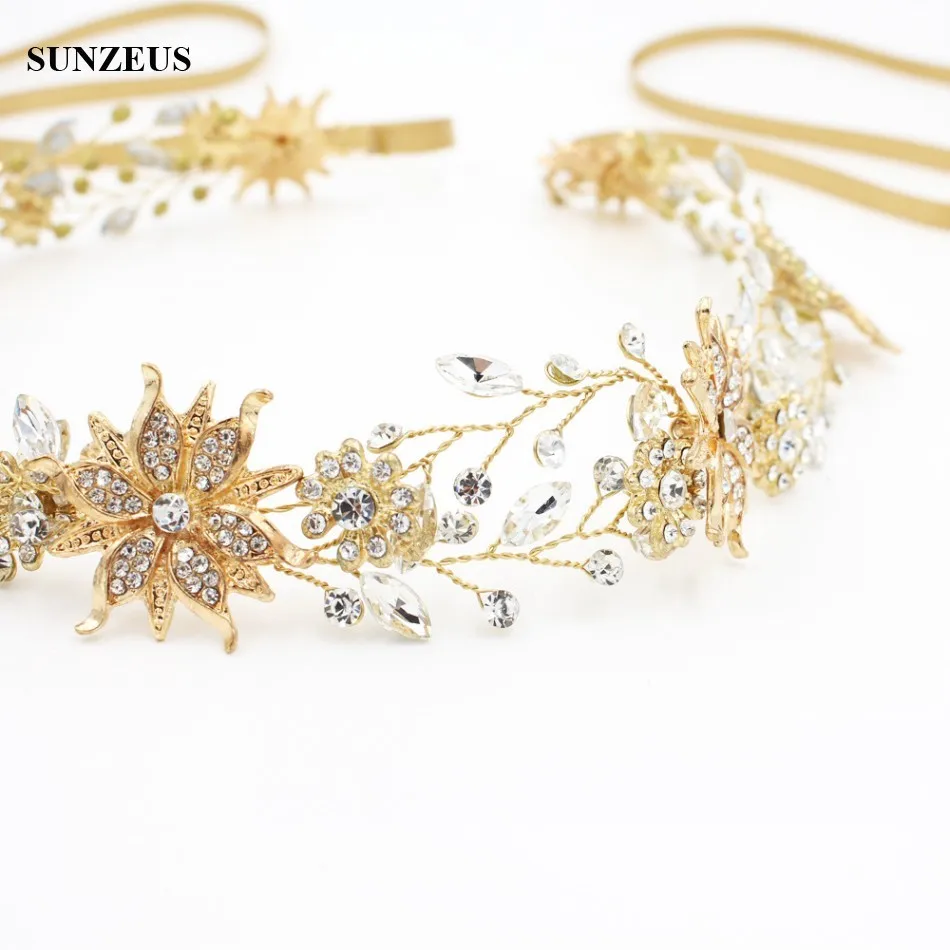 Новый ручной свадебный головной аксессуар цветок оголовье двойной кристалл цепи золотой, Серебряный hochzeitsaccesoires SQ0198