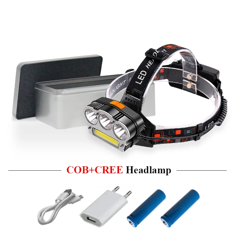 cheap hunting rechargeable headlamps red light CREE xml 3t6 led head lamp head torch light head led flashlight COB usb headlight 18650