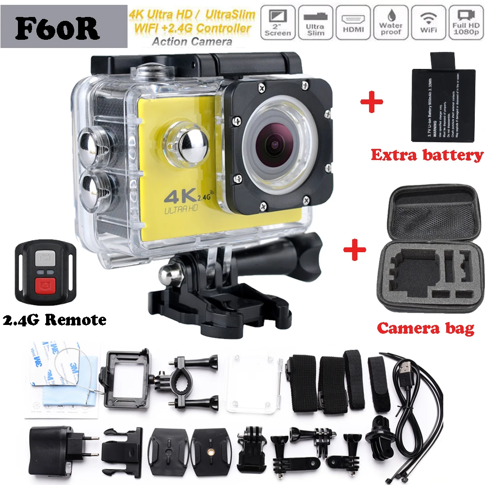  F60 Upgraded version Ultra HD F60R Wifi 4K Action Camera go pro style 2.0 inch screen 170 Wide Lens 30M waterproof Action cam 