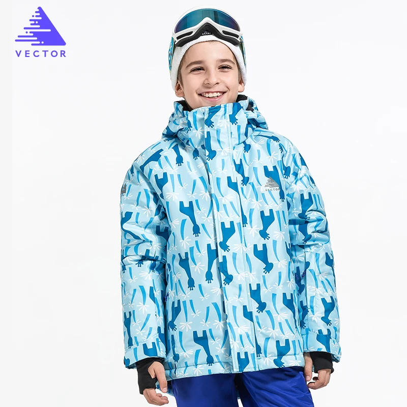 Векторные брендовые зимние лыжные куртки для мальчиков, теплые лыжные куртки для сноуборда, Детские ветрозащитные водонепроницаемые спортивные пальто для улицы HXF70014