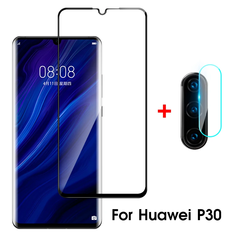 

2 in 1 Protective Glass For Huawei P30 P30lite Full Cover Screen Protector Front Film and Tempered Glass For Huawei P30 lite
