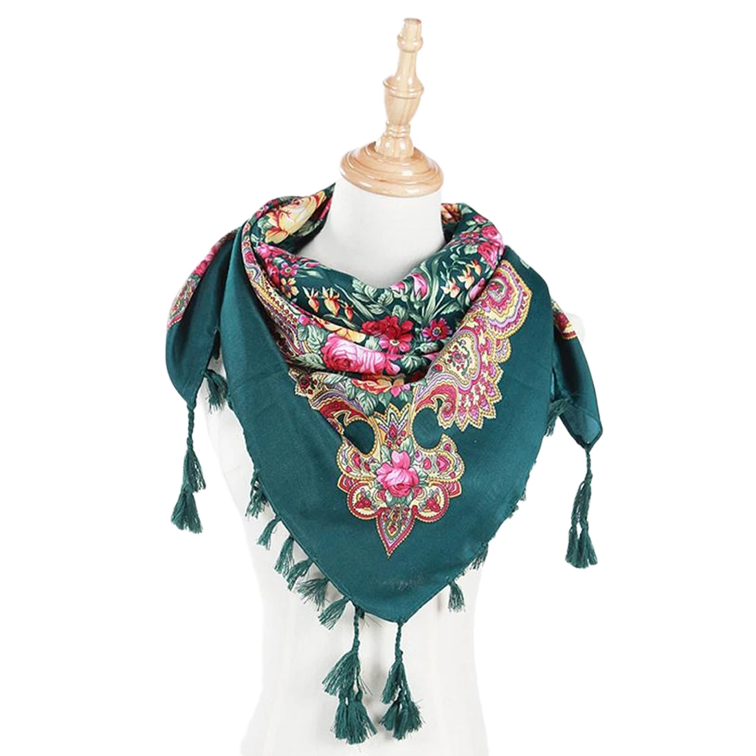 Hot Fashion Russia Triangle Decorative Scarf Handmade Tassel Flower Design Scarves Blanket Shawl Ha