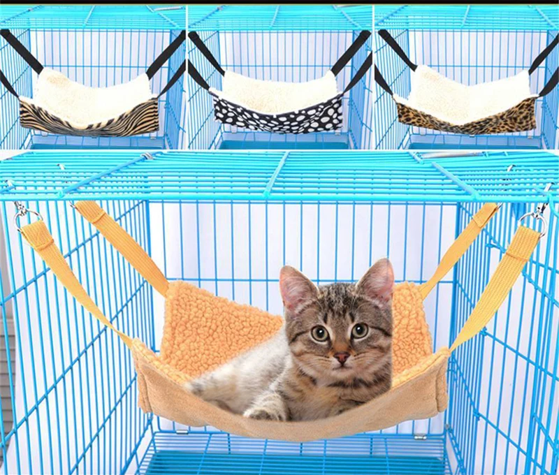 Большой Гамак для кошек 53 см X 36 см, леопардовая меховая кровать, подвесная клетка для кошки, котенка, хорька