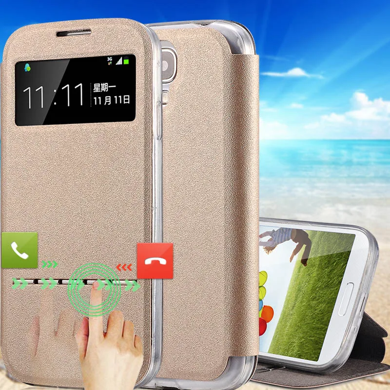 S4Mini скользящий ответ флип из искусственной кожи чехол для samsung Galaxy S4 Mini i9190 i9195