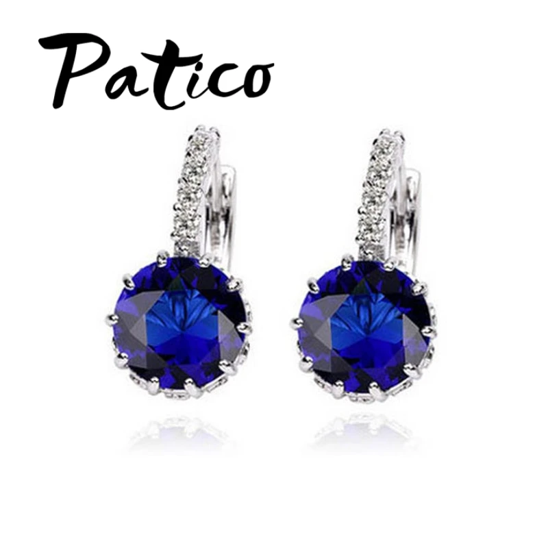 

Luxury Colorful Genuine 925 Sterling Silver Jewelry AAA Cubic Zirconia Hoop Earrings Women Part Accessories Gift