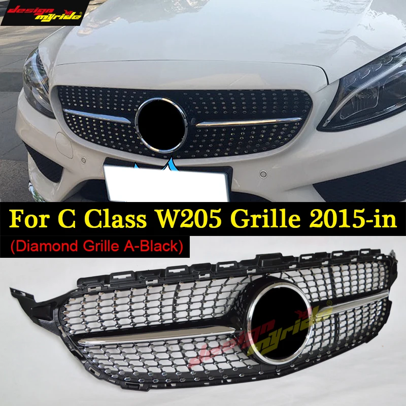New C Class W205 Diamond Grille ABS Black Material For Mercedes C350 250 180 C200 c300 C400 C63 AMG Sporty 2015-2018 Front Grill New C Class W205 Diamond Grille ABS Black Material For Mercedes C350 250 180 C200 c300 C400 C63 AMG Sporty 2015-2018 Front Grill
