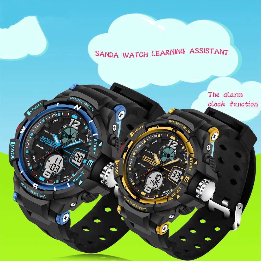 New fashion SANDA brand children's sports watch LED digital quartz children's watch boy girl student multi-function watch