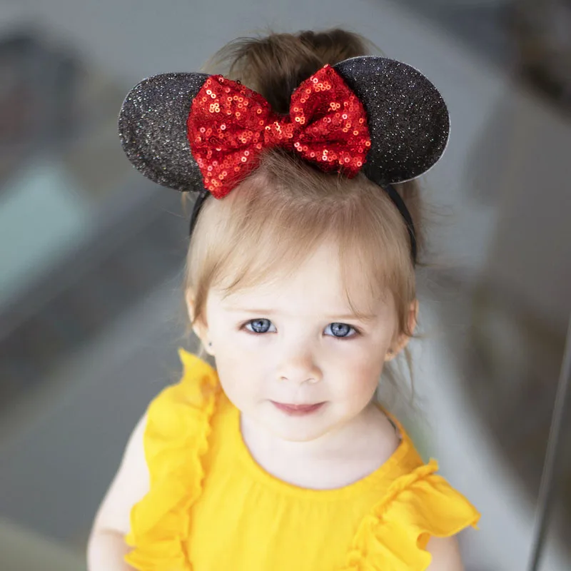 

Cute Sequin Bow Girls Headband Minnie Mouse Ear Birthday Party Headwear Women Prom Hair Accessories Freeshipping