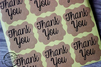 

360pcs free shipping thank you kraft brown sticker shape sticker/gift sticker kraft paper adhesive promotion sealing sticker