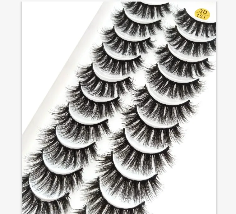 HBZGTLAD 1/5/10pairs Real Mink Eyelashes 3D Natural False Eyelashes 3d Mink Lashes Soft Eyelash Extension Makeup Kit Cilios - Color: 101