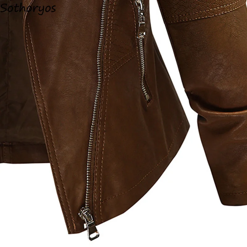 incredible  Jackets for Women PU Leather Plus Size Turn-down Collar Solid All-match Jacket Womens Simple Slim E