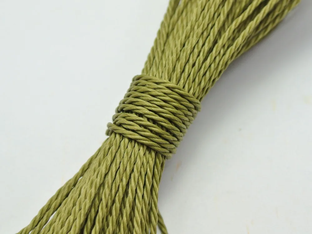 50 Meters Olive Green Waxed Polyester Twisted Cord String Thread Line ...