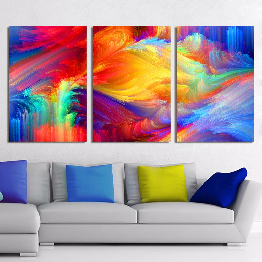 Canvas Art Abstract Painting Spot The Pattern Paint The Rainbow Home ...