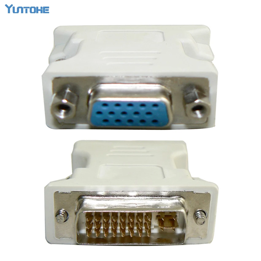 100PCS Hot Sale DVI to VGA Adapter DVI 24+5 DVI 24+1 Male Convert to 15