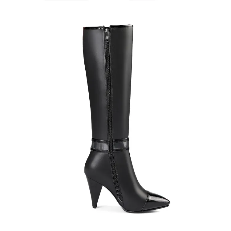 Talons Haute Aiguilles Us 313 Femmes Femme De Bottes Chaussures Bout Genou L'intention Noir Cuir Initiale Élégant Ef1501 Taille Black Pointu Mode En hBsQdxrtC