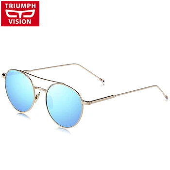 

TRIUMPH VISION Vintage Round Women Sunglasses Blue Mirror Metal Shades Eyewear Retro Sun Glasses For Women Oculos Female