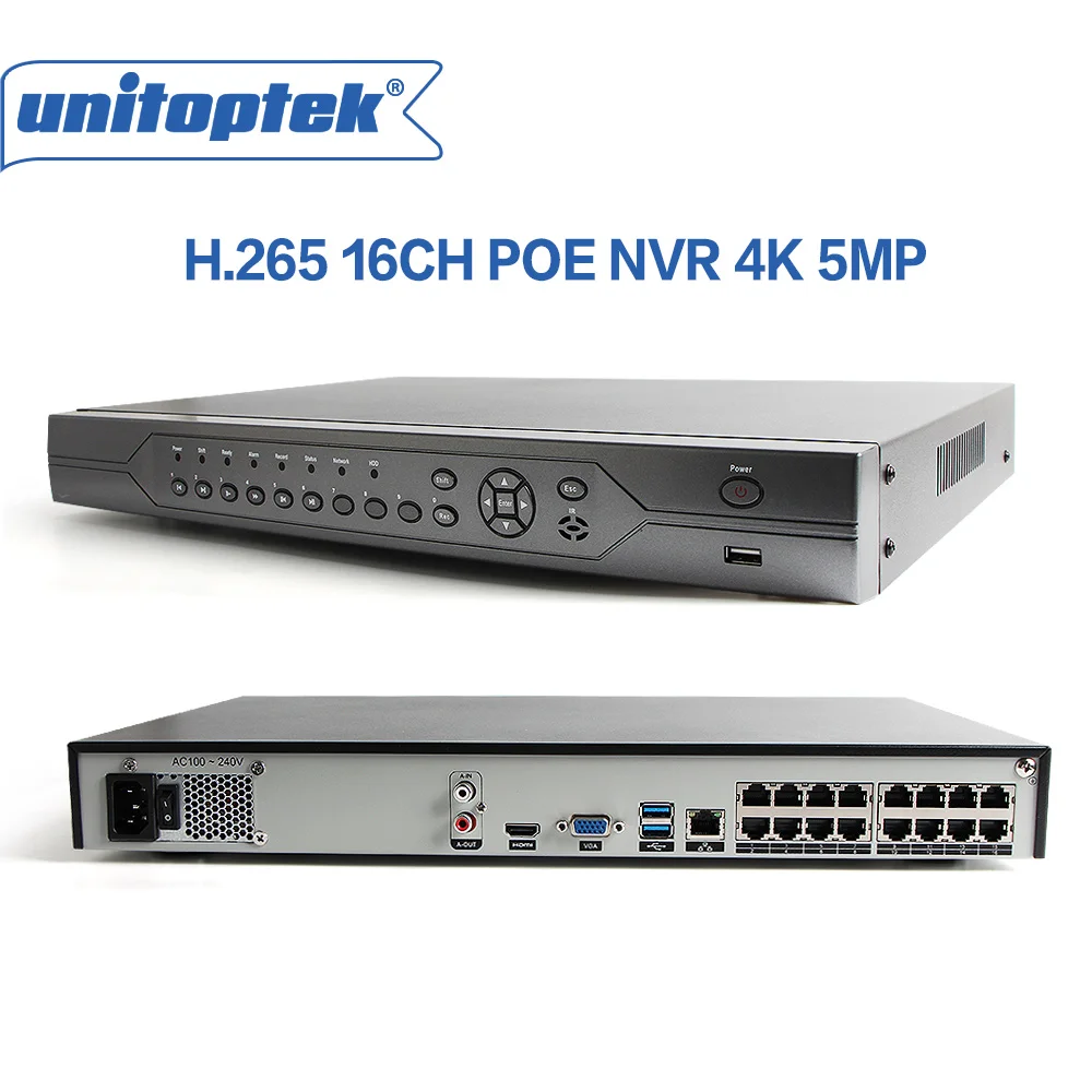 Камера видеонаблюдения H.265 16 каналов POE NVR 4K 5 МП 1080P Onvif 48 В HDMI P2P P2P|Видеорегистратор