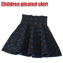 Осень-зима красивый синий в форме сердца немного узор плиссированные юбки принцессы для девочек пачка девушка Вязание юбка