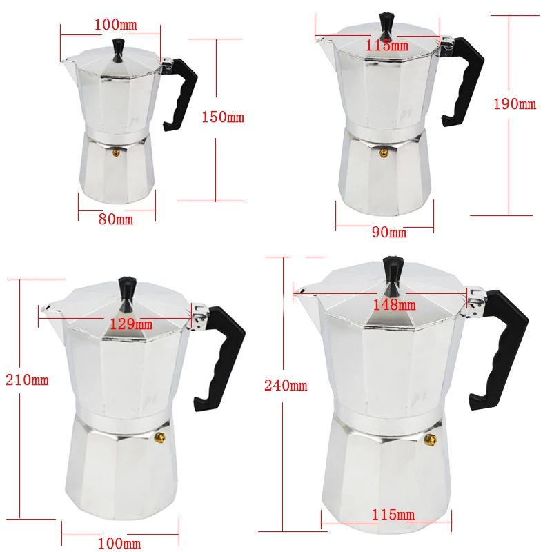 ATWFS High Quality Espresso Coffee Pots 9 Cups Aluminum Moka Pot Coffee  Maker Moka Espresso Cup