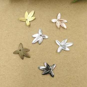 

11x14mm Vintage Leaf Shape Wraps Metal Links European Charms Bu Yao Hair Clasp Accessories DIY Findings Multi-Color Plated