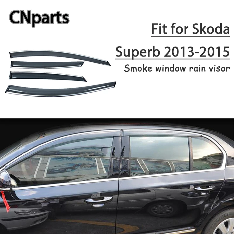 CNparts 4 шт. ABS для Skoda Superb 2013 Автомобиль Дымовое Окно Солнцезащитный козырек Сохраняет свежий воздух конвекция аксессуары