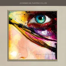 Hand Painted Modern Abstract Oil Painting Colorful Eye Painting On Canvas For Wall Decor Eyes Soul