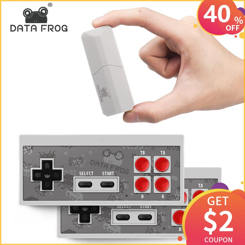 

DATA FROG Newest Retro Video Game Console 8 Bit Built in 600 Classic Games Mini Wireless Console AV Output Dual Gamepads