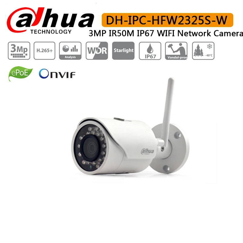 

Original Dahua IPC-HFW2325S-W 3MP IR50M built-in WIFI SD Card slot Network outdoor WIFI Camera replace IPC-HFW1320S-W IP Camera