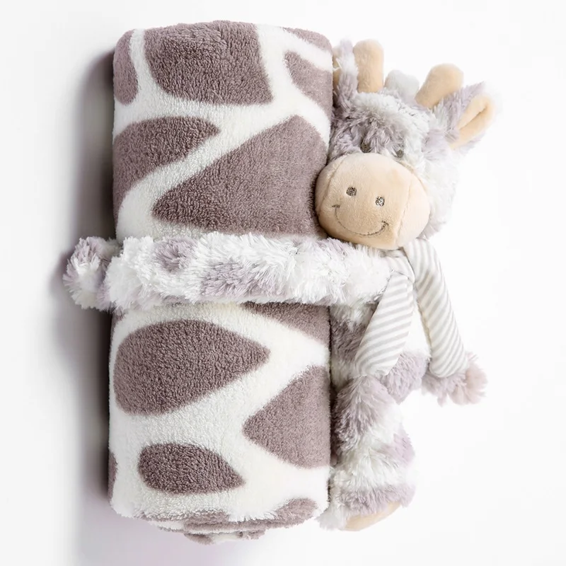 Младенческой детские одеяла для новорожденных с игрушки фланелевая теплая 2 слоя твердого Цвет Пеленальное Одеяло Обёрточная бумага детские постельные принадлежности - Цвет: Коричневый