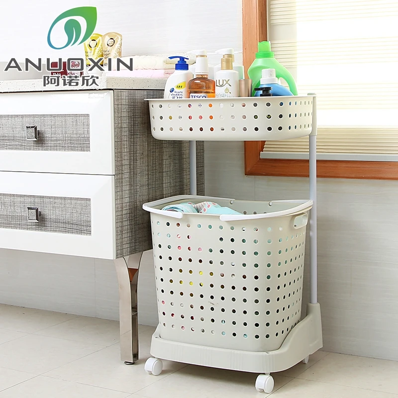 

Japanese style bathroom floor storage rack shelf basin rack multi-layer storage belt wheel