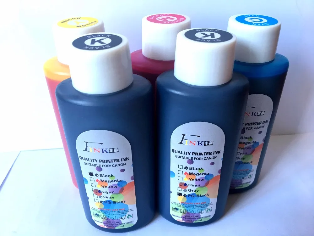 

5x100ml Dye Ink For Canon PIXMA IP4810 MG6110 IX6510 MG5310 MG6310 IP4910 MG6210 Printer PGBK BK C M Y