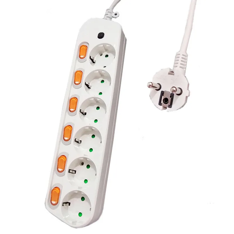 Euro German Korea Extension Socket Individual Control 250V 16A Surge