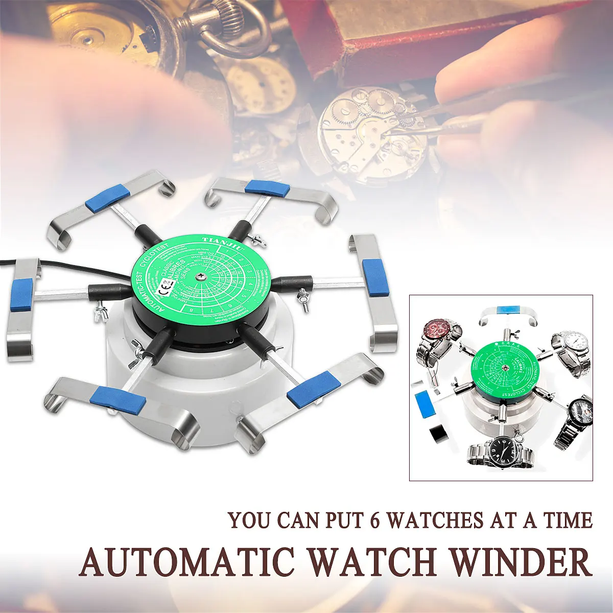 

220v Automatic Watch Winder Left Right Rotation Watch Repair Tool For 6 Watches