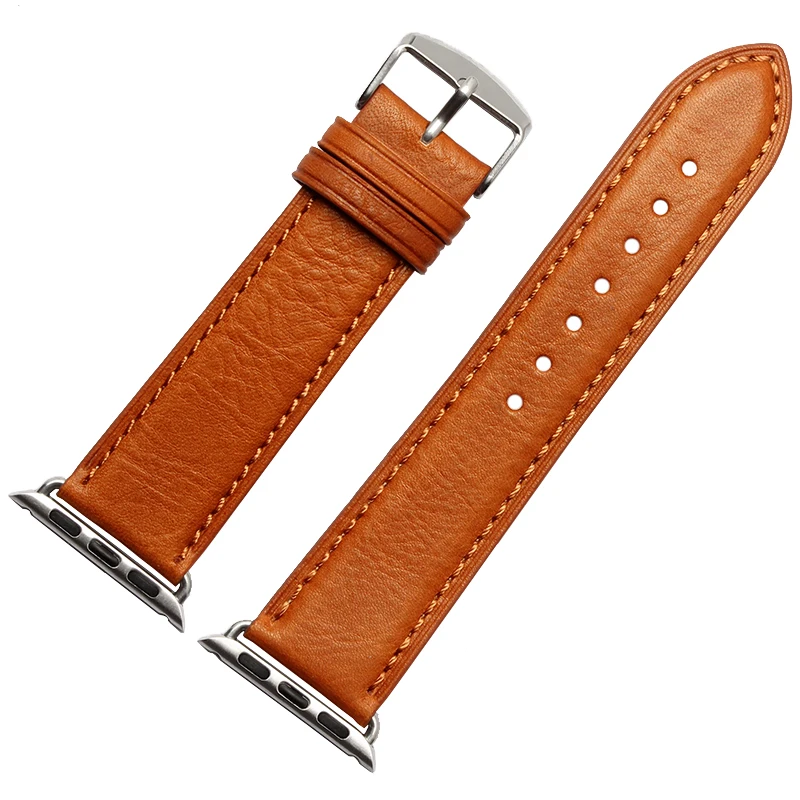 Quality Genuine Leather Watchband 22mm 24mm For Iwatch 38mm 42mm Smart