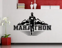 Marathon Runner Wall Decal Running Sport Run Athlet Club Fitness Gym Vinyl Sticker Home Kids Room Poster Vinyl Adesivo NY-173 кроссовки levis ny runner tab regular black